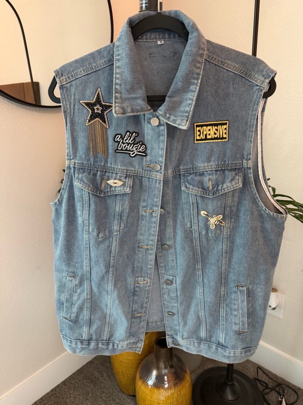 Oversized denim vest